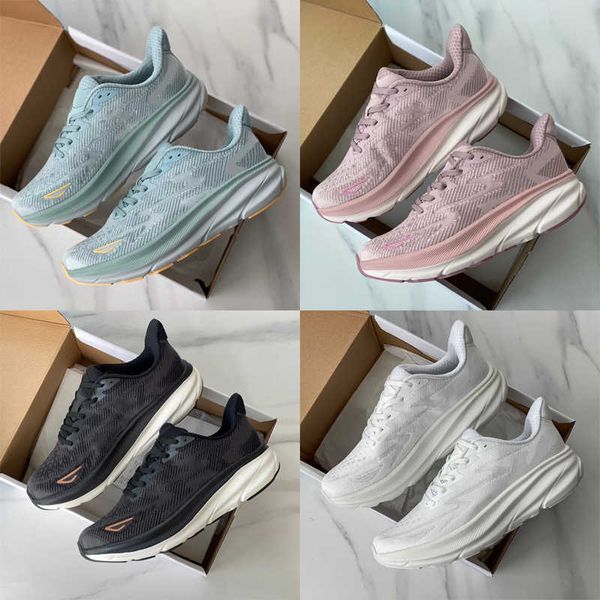 

designer sneaker hoka clifton 9 running shoes men women low white black sneakers jogging trainers with box no461