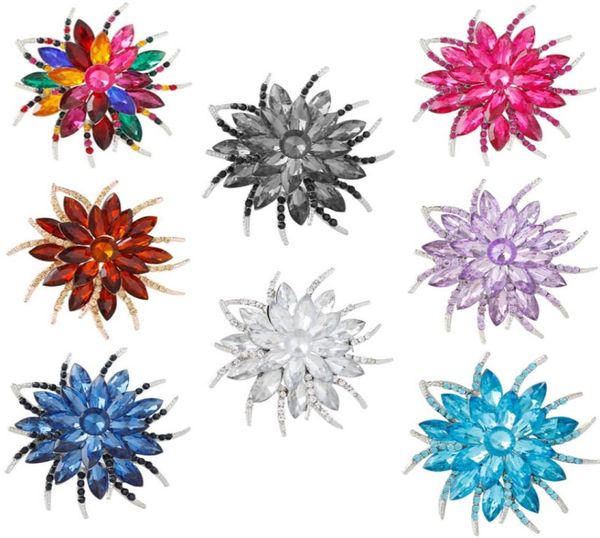 

women brooch full austrian crystal flower pins charms wedding brooches for christams gift brooch 2017 8 colors for choose6541673, Gray