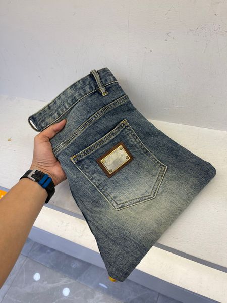 

autumn and winter brand designer jeans comfortable stretch material pencil jeans simple pure color luxury mens jeans, Blue