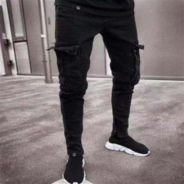 

stylish 19ss mens designer jeans 2019 spring black ripped distressed holes design jean pencil pants pockets hommes pantalones229u, Blue