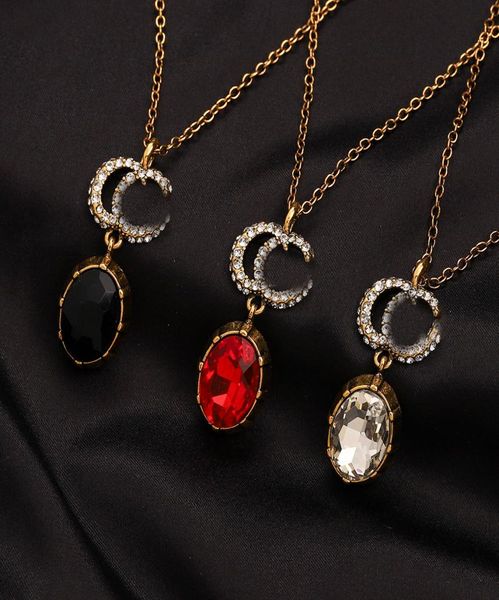 

never fading 18k gold plated luxury brand designer pendants necklaces crystal stainless steel letter choker pendant necklace chain5472755, Silver