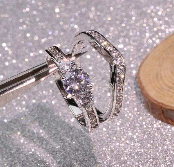 

never fade 100 original 925 sterling rings set women not allergic fine jewelry clear 6mm zircon wedding band gift j3221983232, Slivery;golden