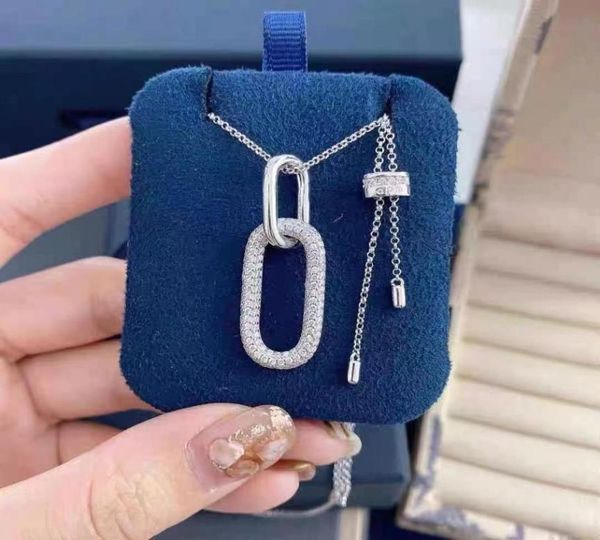 

necklaces bracelet designer jewelry double loop chain necklace female adjustable clavicle light luxury joker sweater chain3986972, Silver