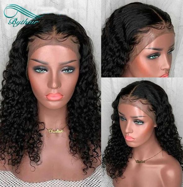 

fashion human hair lace front wigs brazilian hair kinky curly lace front wigs medium size swiss lace cap bleached knots human hair1300734, Black;brown