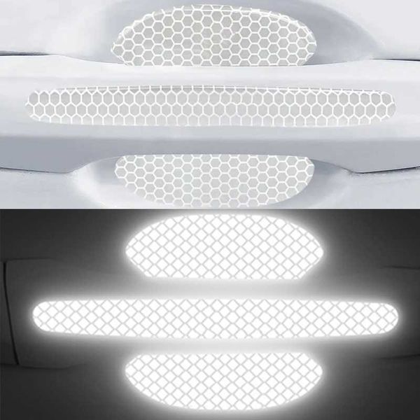 

4pcs reflective door bowl handle stickers car rearview mirror protector night warning reflector decal safety driving accessories r230812