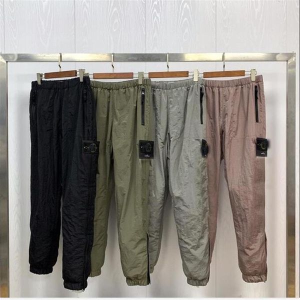 

2020 nylon mens pants brand travel retro sweat pants details metal nylon mesh breath loose feet ykk zipper shrink trousers for286q, Black