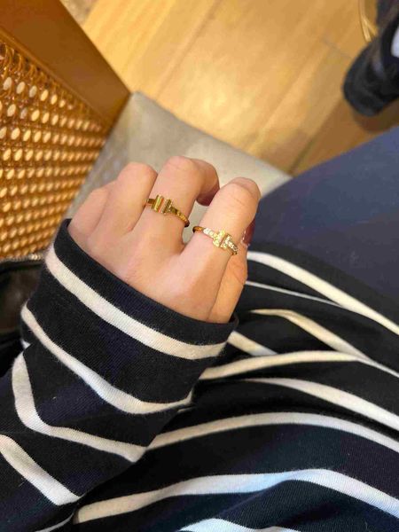 

three earrings tiffay t-shaped diamond opening unlimited 18k gold plated ring fine, Golden;silver