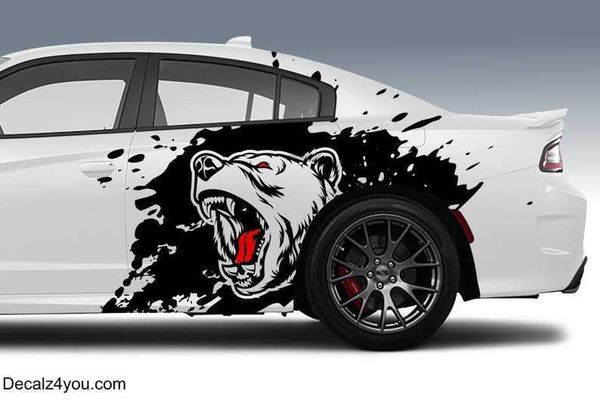 

car stickers angry bear large decal includes both sides decals for all models animal bear car sticker r230812