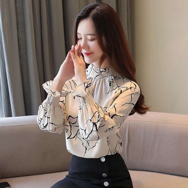 

chiffon blouse womens design sense blouses small market spring french t shirt western style long sleeve temperament, White