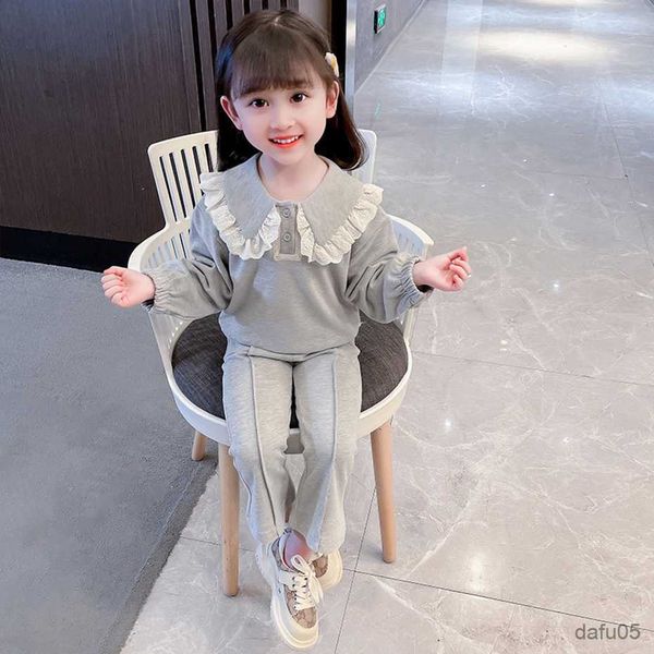 

clothing sets girls clothes sweatshirt pants tracksuits for girls solid color girl clothing spring autumn kid clothes r230812, White