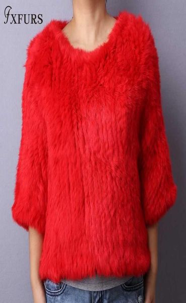 

fxfurs knitted rabbit fur poncho women fashion fur sweater 100 real fur jackets girl039s pullover cj1912134663866, Black