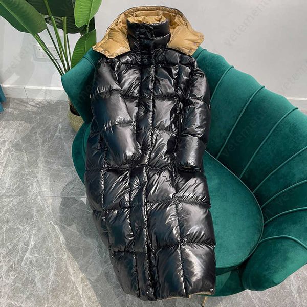 

monclairs jackets women designer hoodie down jacket glossy thickened bread long downs jackets winter body warm zip up hoodie down coat women, Black;brown