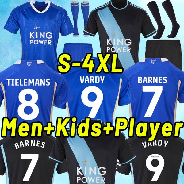 

fans player version soccer jerseys 23 24 thomas vardy barnes mens maddison ndidi iheanacho tielemans ricardo evans home away football shirt, Black;yellow