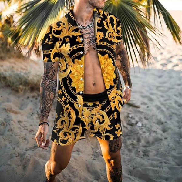 

men's casual shirts 2021 summer men hawaiian sets male beach coconut print shorts short sleeve 2-piece shirt suit two-piece m2488, White;black