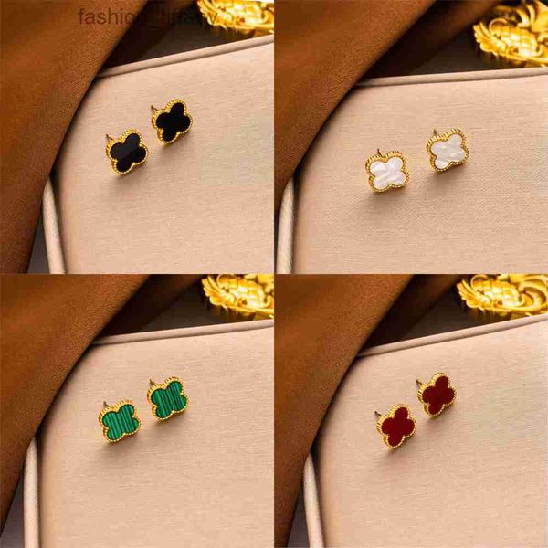 

18k gold plated luxury designer stud earring 4/four leaf clover jewelry fashion charm women studs wedding gift high quality, Golden;silver