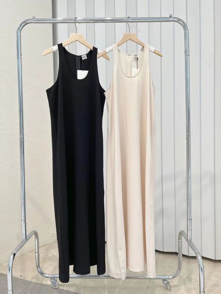 

toteme women straight-leg dress round neck sleeveless tank long dress, Black;gray