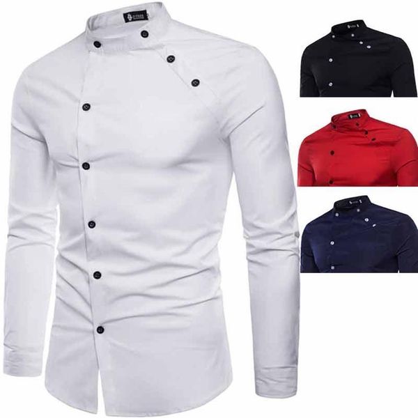 

men's casual shirts diagonal shirt long sleeve with small collar men blouse mens button gentlemen265i, White;black