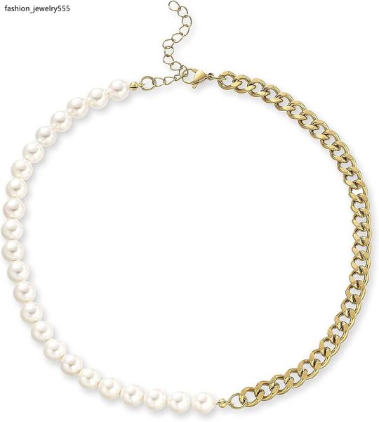 

strands strings pearl necklace men's half pearl half chain necklace men's pearl necklace | cuban chain pearl men's, Black