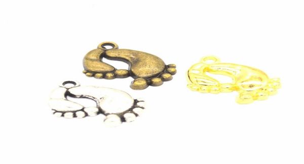 

300 pcslot metal footprint charms 2015mm baby foot charms good for diy craft 3 colors2462205, Bronze;silver