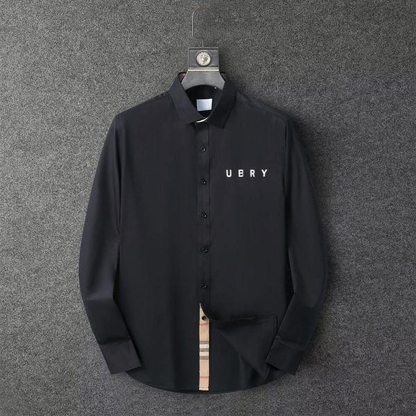 

men's dress shirts stretch soft casual fashion 2023 designer brand plaid pattern summer autumn mens long sleeve clothing wrin213l, White;black