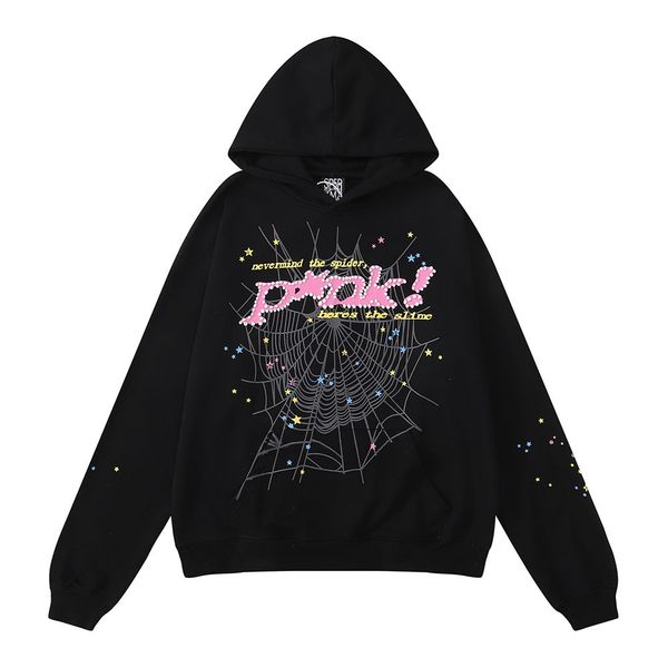 

designers young thug 1:1 hoodies hip hop web puff print sp5der 555555 hoodie men women angel spider sweatshirts heavy fabric pullover black/