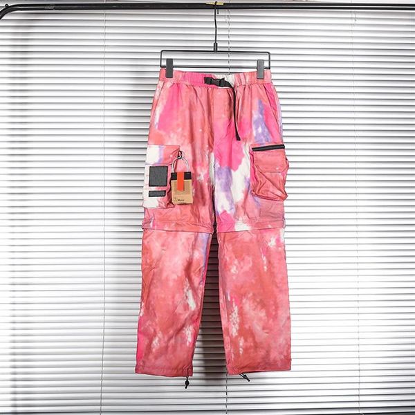 

2021 sports hip hop designer pants men pants travel camouflage tie dye cotton detachable leg multi pocket ykk zipper 283k, Black