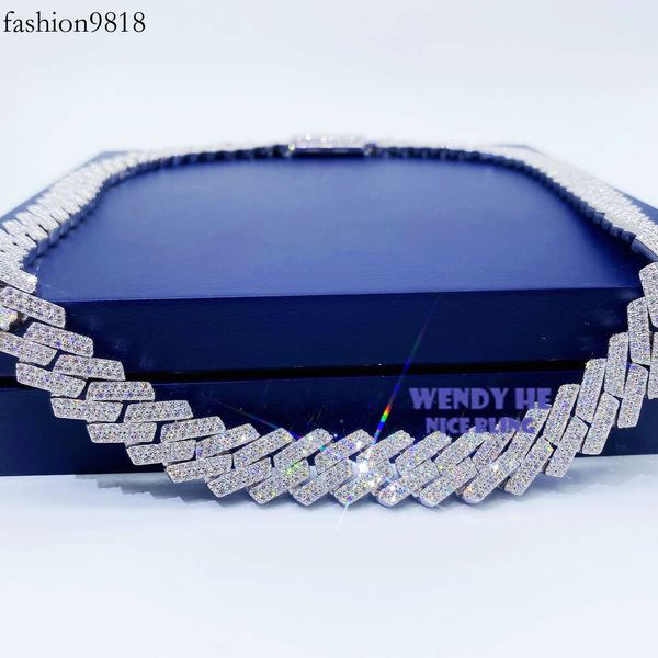 

white gold plated s sterling sier iced out moissanite diamond cuban link, Silver