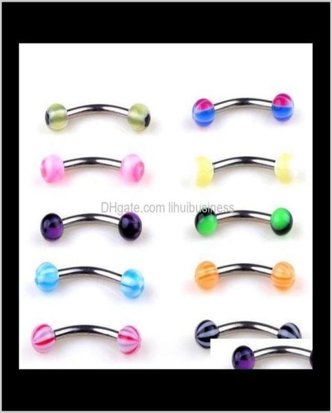 

jewelry drop delivery 2021 160pcs set body piercing assorted mix lot kit 14g 16g ball spike curved belly rings ear tongue p8563917, Silver