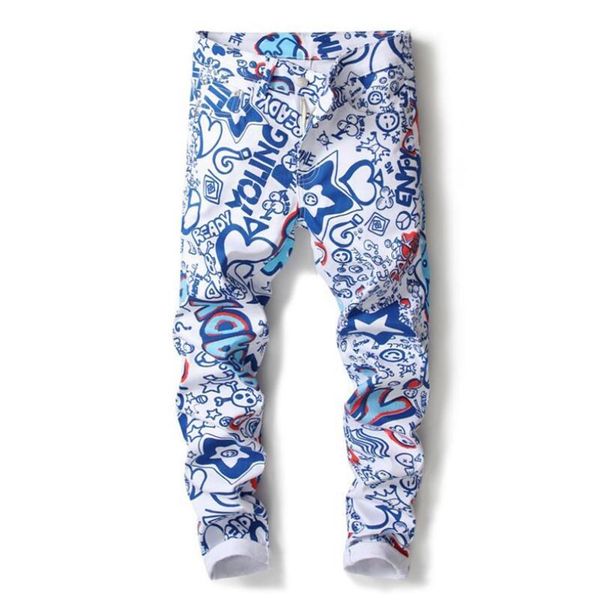 

mens summer jeans fashion skinny casual colorful moto&biker denim pencil pants cotton318z, Blue