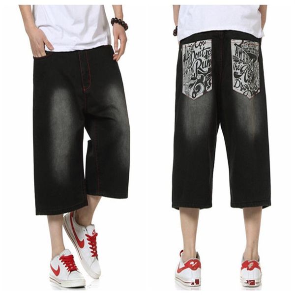 

whole-summer style hip hop baggy loose printed pants for men denim jeans shorts mens shorts plus size 30-46 fs4941286m, Blue