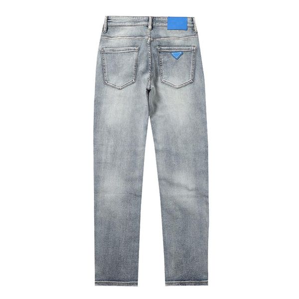 

2023 mens jeans classic fashion brand hip-hop denim pants summer zipper high washing fabric soft elastic letter emble229g, Blue