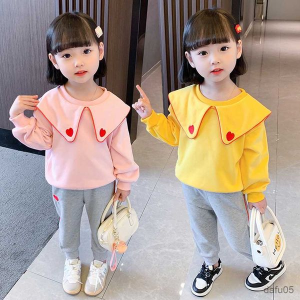 

clothing sets kids clothes girls heart pattern girl clothes sweatshirt pants girls sets clothing toddler childrens clothing r230812, White
