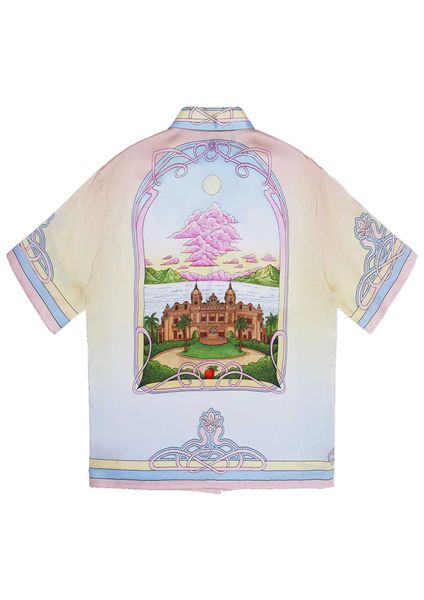 

new casablanca designer silk shirt 23ss tennis club style shirt palace colorful cloud couple casual shirt fashion casablanc, White;black