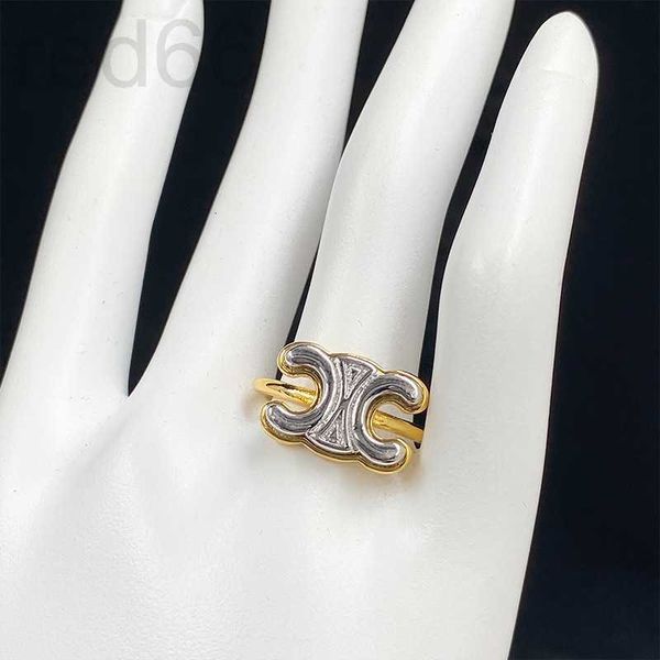 

band rings designer saijia light luxury triumphal arch gold silver contrast ring female copper plated 18k minimalist elegance ins b5wd