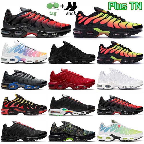 

2023 tn plus running shoes mens black white hyper jade royal sunset orange yellow university blue metallic teal breathable sneakers sports t