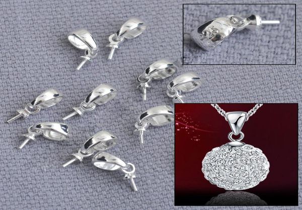 

fast ship 100pcs solid 925 sterling silver jewelry findings cup cap bail connector for pendant handmade beading jewelry4722267, Blue;slivery