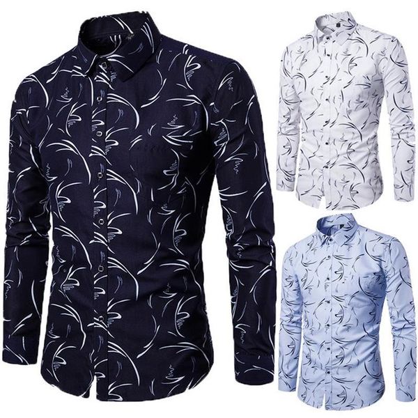 

men's casual shirts pattern long sleeve white cotton for men black button up man wedding party slim fit shirt blue drop c087267i, White;black