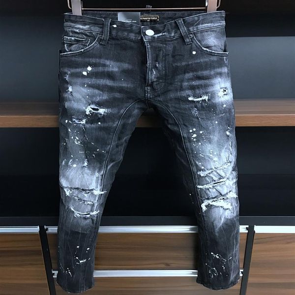 

dsq phantom turtle men's jeans mens luxury designer jeans skinny ripped cool guy causal hole denim fashion brand fit jeans me190m, Blue