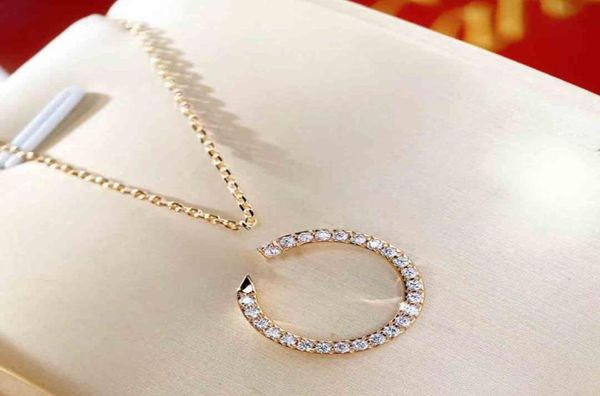 

luxury quality nail shape pendant with sparkly diamond in platinum and 18k gold plated for women wedding jewelry gift ps80354797249, Silver