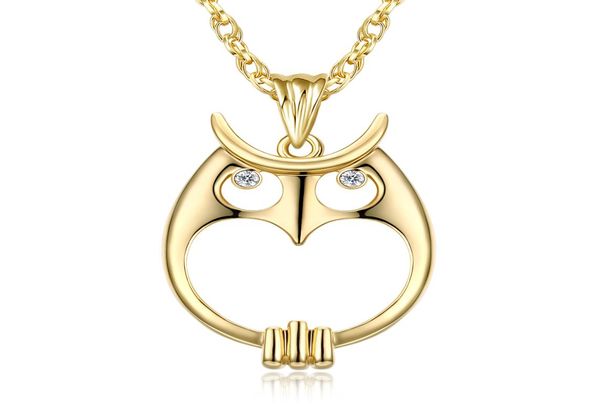 

magnifying glass necklace for reading fashion owl pendant necklace rhodium plated with crystal magnifier necklace4023717, Silver