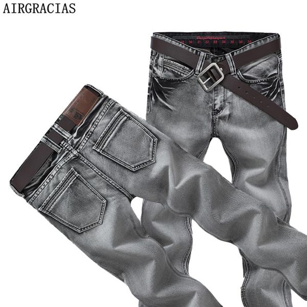 

airgracias mens jeans classic retro nostalgia straight denim jeans men plus size 28-38 men long pants trousers brand biker jean cx257r, Blue