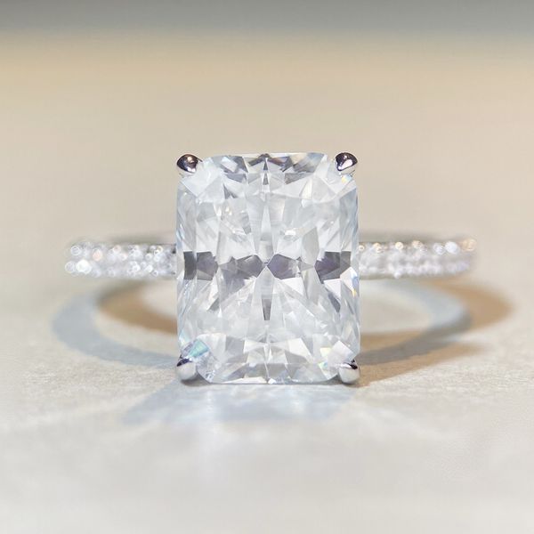 

girls women party wedding ring allergic 925 sterling silver square d color moissanite ring nice gift for friend, Golden;silver