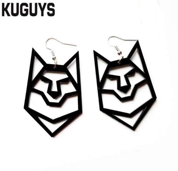 

new styles of acrylic jewelry and black and white wolf big earrings for women in hip hip rock suspension earrings6178525, Silver