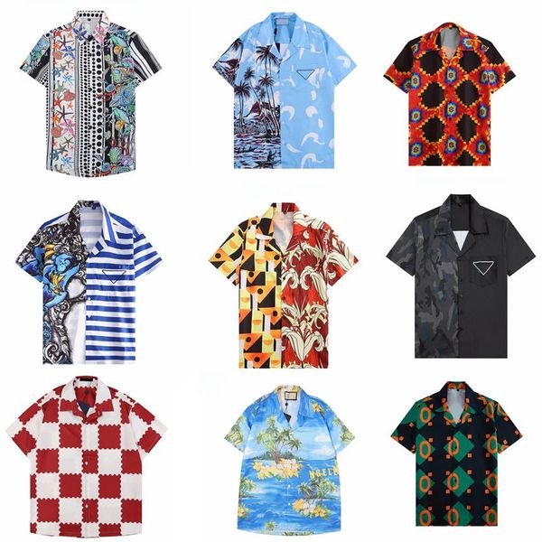 

2022 fashion summer designer men casual shirts short sleeve hawaiian beach loose shirts244p, White;black