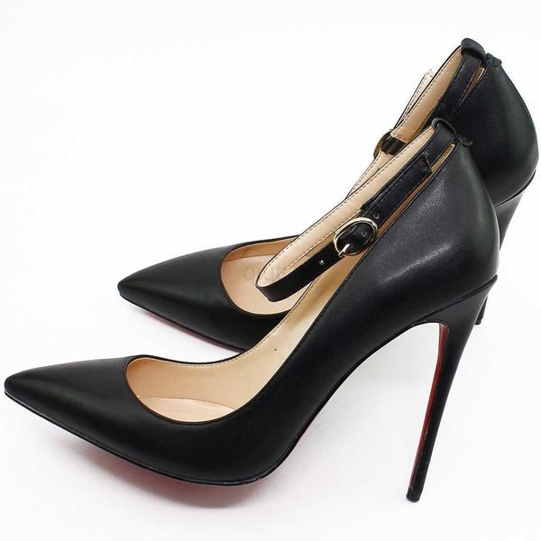 

dress shoes women pumps black woman high heels elegant party heeled genuine leather pointed toe luxury ankle strap buckle shoes d027a