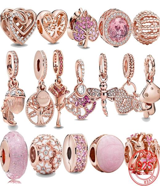 

classic 925 sterling silver sparkling rose gold family tree dangle charm fit p moment bracelets and necklaces diy jewelry6820873, Bronze;silver