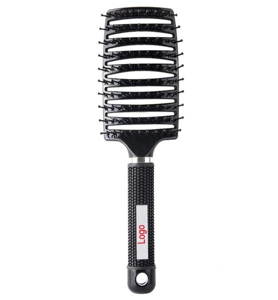 

cb007 customised logo women hair scalp massage comb wet curly detangle big curve hair brush comb for salon hairdressing styling to5961186, Silver