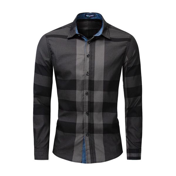 

men's casual shirts designer men's plaid pure cotton long sleeve shirt color matching plaids fashion plus large siz331t, White;black