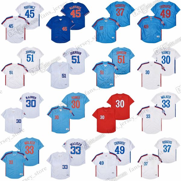 

tim raines vintage mitchell and ness baseball jerseys larry walker steve rogers pedro martinez warren cromartie randy johnson titched jersey, Blue;black