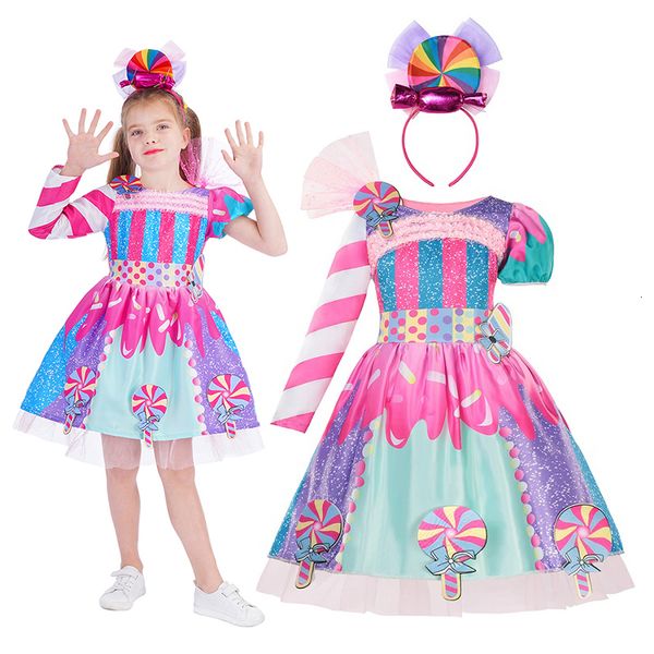 

girl's dresses princess girl candy dress costume kids birthday party cosplay costume year unicorn tutu dress christmas purim clothes 23, Red;yellow